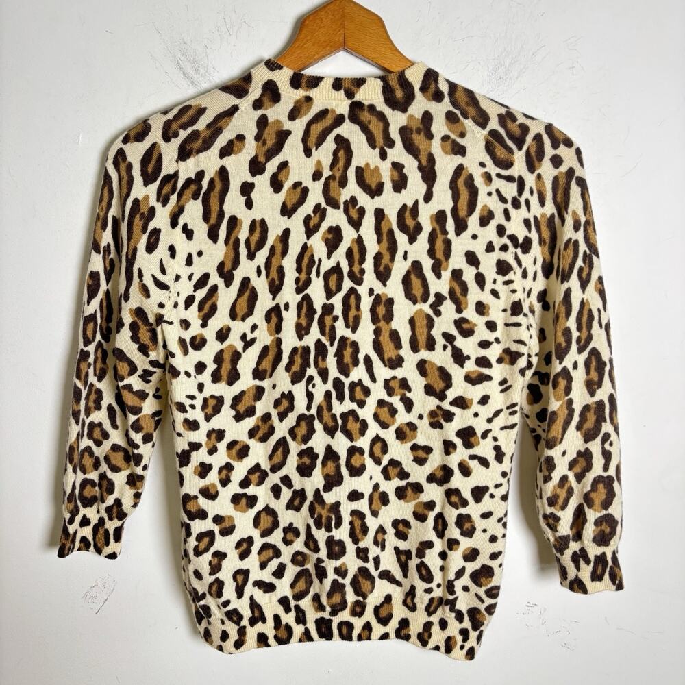 J CREW Jackie Cardigan Sweater Wool Leopard Print Size M/S